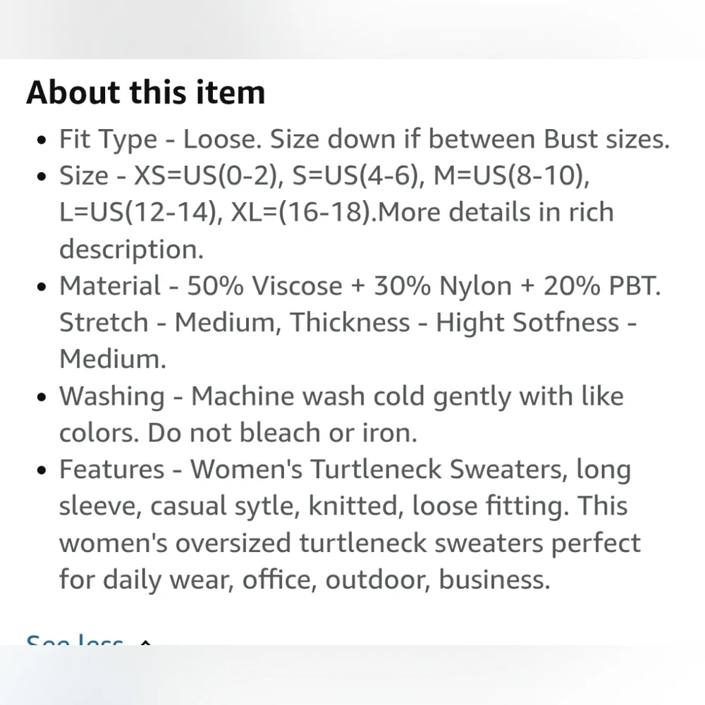 ANRABESS Women Oversized Casual Loose Turtleneck Long Sleeve sweater dress - Picture 6 of 10